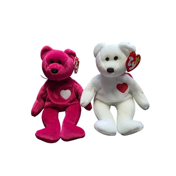 Valentino and Valentina Bears Valentine’s Day Ty Beanie Babies - Picture 1 of 8
